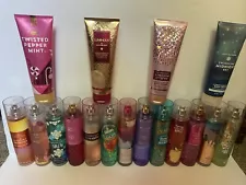 Bath & Body Works 13 Full Size Fragrance Mist & 4 Full Size Body Cream Preowned