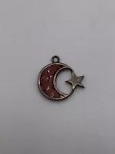 VINTAGE STERLING SILVER CRUSHED CORAL INLAY CRESCENT MOON & STAR PEN (EB1017540)