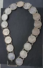 Vintage Morgan Dollar 90% Silver Handmade Concho Belt 16 Morgan & 2 Peace