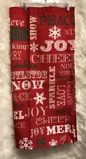 Fabric Christmas Shower Curtain 68” X 71” Red Word Graphic & Bath Mat