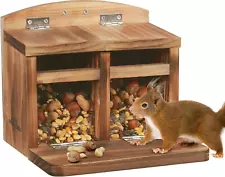 Large Squirrel Feeder House, Wooden Squirrel Feeders for Outside, Chipmunk Feede