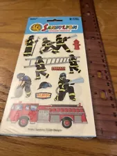 NIP Wrapped Sandylion Sticker Mylar Firefighter Stickers C 2002 RARE/HTF!!!!!!