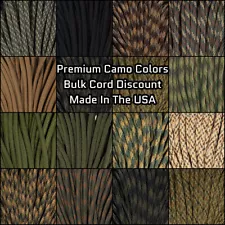 Paracord Planet 550 Paracord Camo Colors - 10-25-50-100 Ft Options - Made In USA