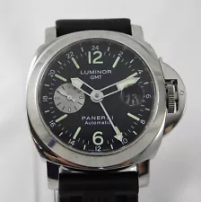 Panerai Luminor GMT Automatic PAM00088 Date Stainless Rubber Strap Watch w/B & P