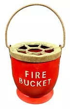 VTG Fire Bucket Ashtray Hong Kong Red Metal With Handle Firehouse Portable