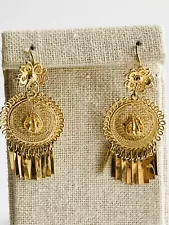 Gold Plated Traditional Mexican Dancing Earrings