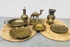 Vintage Brass Lot of old Brass Figuring pot Items ANTIQUE 9 Items Free Shipping