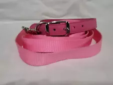 22in Pink Leather Dog Collar & 6ft Matching Leash