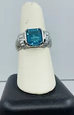 Beautiful Sterling Silver 925 Aquamarine Ring - 8” - 2.4g