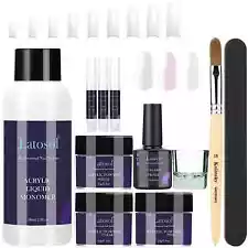 Acrylic Nail Kit with Primer Acrylic Powder & Liquid Brush Glue Set DIY Nail Kit