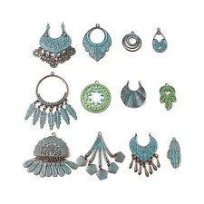 5pcs Vintage Patina Charms Irregular Charm Pendants Necklace Jewelry Findings