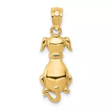 14k Yellow Gold Polished Sitting Dog Pendant 0.58gm L-0.93 in,W-0.31 in