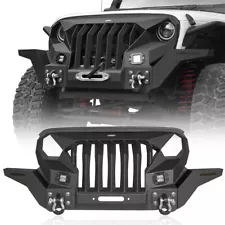 For 07-18 Jeep Wrangler JK Mad Max Front Bumper Grill w/ Winch Plate & Wings