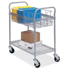 Safco Wire Mail Cart - 600 Lb Capacity - 4 X 4" Caster - Steel - 39" X 18.8" X