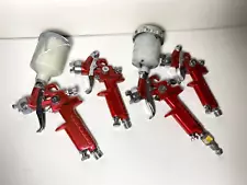 4 HVLP Red Gravity Feed Paint Spray Gun Lot Air Tool-Auto Body Shop Home Used