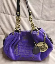 Juicy Couture Once Upon a Time Velour Dark Purple Royal Juicy Bag Vtg Rare 90's