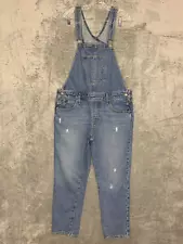 Levi's Womens Distressed Original Medium Wash Denim Overalls Straight Taper L*