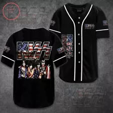 Kiss Rock Band US Flag Printed Baseball Jersey Shirt