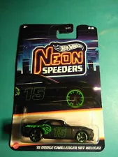 2024 Hot Wheels Neon Speeders 15 Dodge Challenger SRT Hellcat Walmart Green New