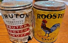 2 Vintage Snuff Small Tins Cans Unopened (Bruton & Rooster) Nashville TN