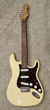 Harley Benton Strat Style Guitar Roasted Maple Neck Cream W Tortoise Shell Guard