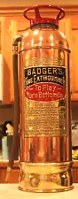 Antique Vintage "BADGER'S" Copper Brass Fire Extinguisher-Polished Restored