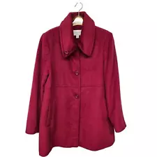 Apple Seeds Long Sleeve Button Down Coat Jacket Women Large Red Outerwear Office