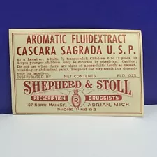 Drug store pharmacy ephemera label advertising Shepherd Stoll Adrian Michigan 2