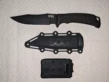 SOG Pillar Blackout Fixed Blade Knife 5" CPM S35VN Full Tang Black Never Used