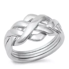 4pcs Puzzle Rings Genuine Sterling Silver 925 Width 4 mm Height 11 mm Sizes 4-13