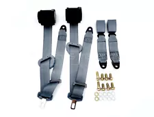 2pcs Retractable Adjustable 3 Point Safety Seat Belt for car truck go kart Gray (For: Honda Pilot)