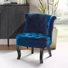 New ListingJane Modern Navy Velvet Tufted Accent Armless Side Chair