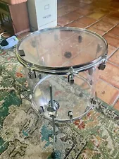 CRUSH DRUMS 16" CLEAR ACRYLIC FLOOR TOM DRUM, DAMAGED. Free Shipping