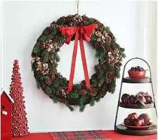 Ebenezer & Co. 24" Pinecone & Greenery Wreath with Red Bow