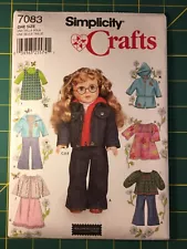 ESTATE SALE Simplicity Crafts #7083 Sewing Pattern - 18" Doll Clothing FREE SHIP