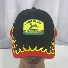 John Deer Old Logo "Quality Farm Equipment" Adjustable Hat with Red Flames