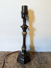 12" Decorative Lamp with stone/marble like inserts Dark Brown Corded Portable