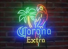 New Corona Extra Parrot Bird Left Palm Tree Neon Light Sign 20"x16" Beer Glass