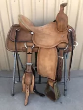 Western Leather Saddle Wade Brown Fork Roping Ranch Horse Saddle size(10 to 18)