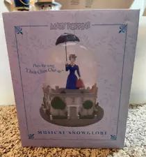 Official Disney Mary Poppins W/ Blue Dress Musical Snow Globe - New In Box!