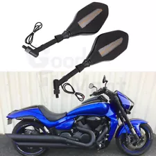 For Suzuki Boulevard M109R Black Motorcycle Integrated Mirrors LED Turn Signals