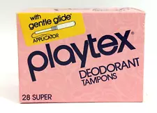 NOS Vtg 80's PROP Pink Box Playtex Deodorant Super Tampons Gentle Glide 28 Count