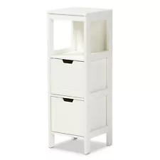 Reuben 2 Drawer Wood Storage Cabinet White - Baxton Studio: Mid-Century Modern