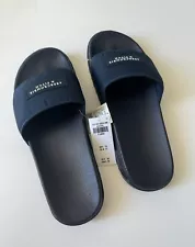 NEW ABERCROMBIE & FITCH MEN LOGO SLIDES Sandals, SIZE: XL (11/12)