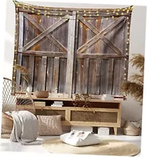 Rustic Tapestry, Old Wooden Barn Door of Farmhouse Oak 28" X 23" Brown