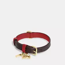 Coach Dog Pet Boxed Small Collar Signature Canvas Brown/Black/Red Apple