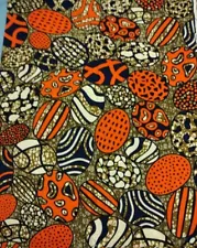 African Wax Print Fabric Eggs Orange Brown Navy 38" Long x 42" wide