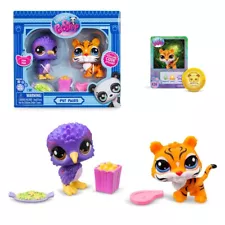 Littlest Pet Shop Pairs LPS G7 #22 Purple Kiwi Bird & #26 Saber Tooth Tiger NEW