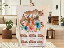 Mama Bear Blanket, Personalized Gifts for Mom, Mother's Day Gift for Wife