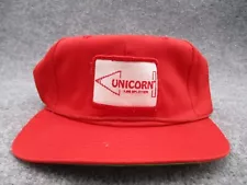 Vintage Unicorn Log Splitter Trucker Hat Cap Red Snap Back 80s 90s